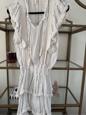 Surf Gypsy White Textured Tassel Mini Dress